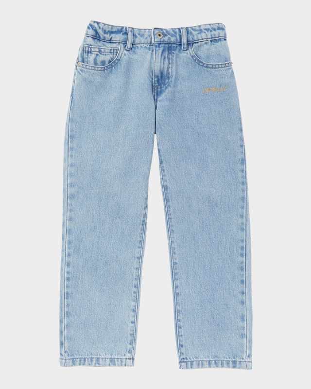 Boy's Bookish Diagonal Straight-Leg Denim Pants, Size